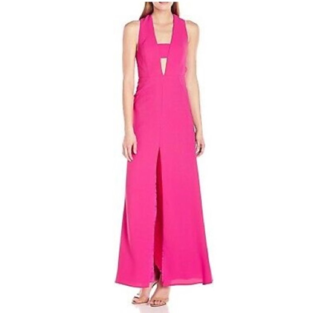 💕 NWT Jill Stuart Pink Crepe Cut Out Formal Gown Size 12